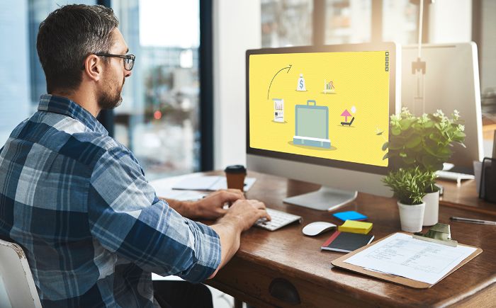 man working on computer